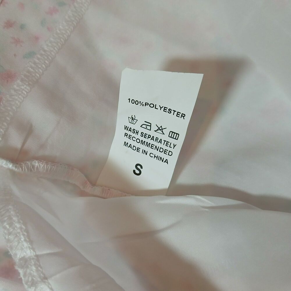 White Pink Floral Summer Dress Criss Cross Tie Back Small Ruffle - Picture 7 of 9